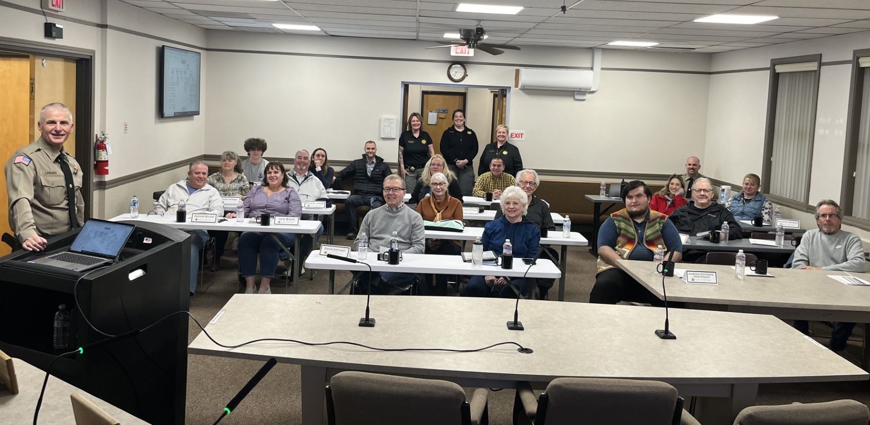 Classroom view of 2024 Citizen Academy participants and LCSO team. 